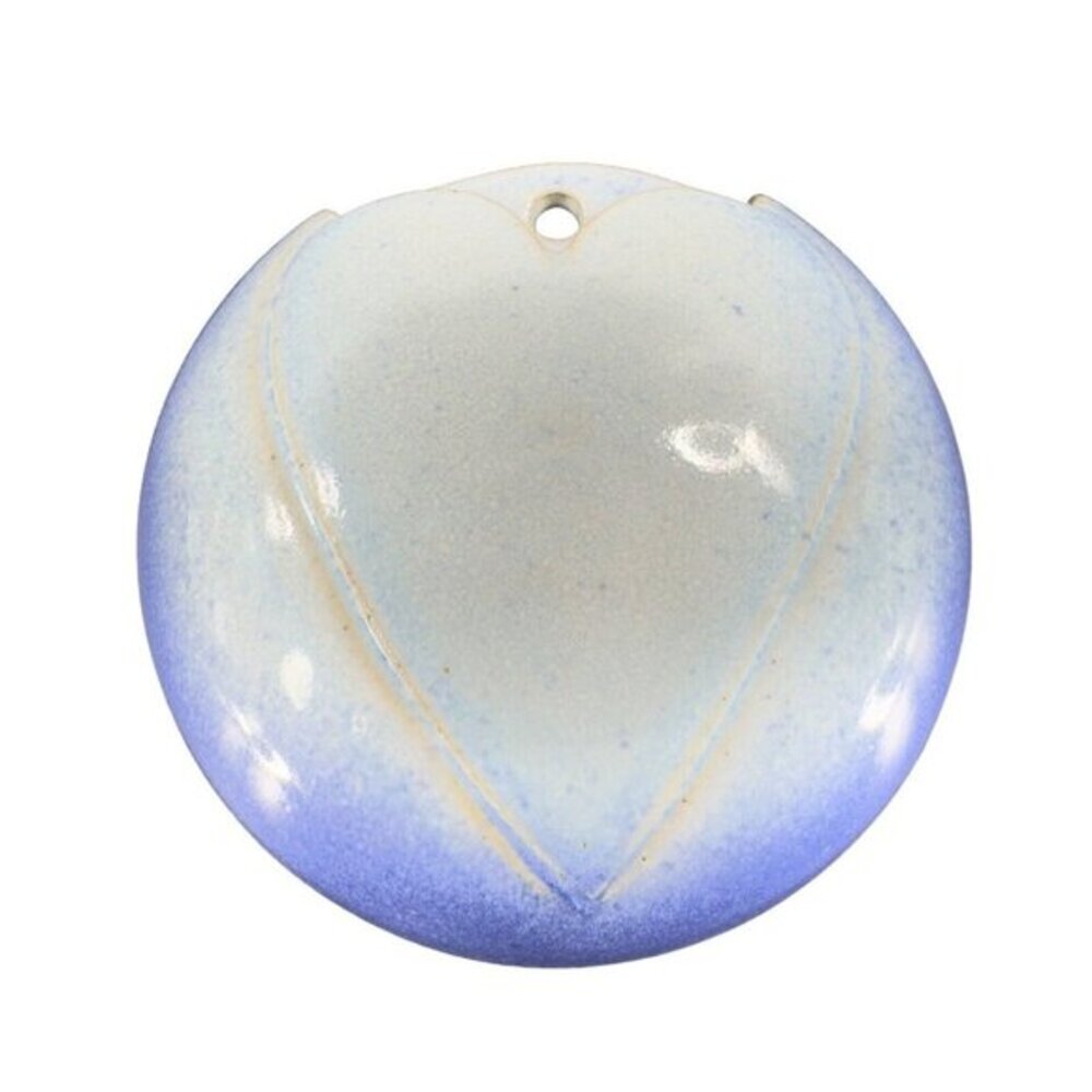 Hand Crafted Stoneware Pottery Wall Pocket Vase Blue Heart Shaped Vessel Decor
